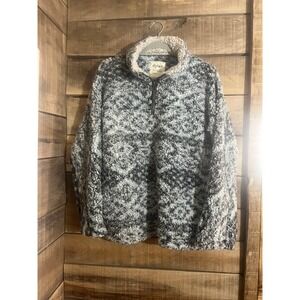 Dylan Los Angele Sherpa Fleece Pullover shirt Black White Geometric Print Size L